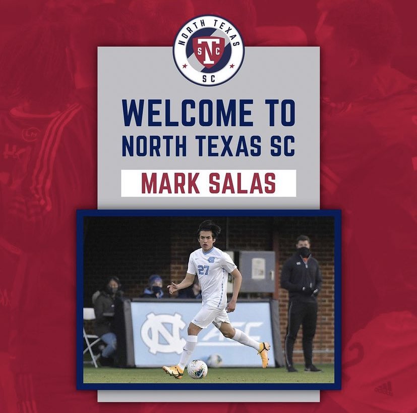 Mark Salas signs a professional contract with North Texas SC (FC Dallas Reserves). He played for the FC Dallas Academy, UNC, and the Denton Diablos. Congrats Mark!! 🔥⚽️ <a href="/FCDallas/">FC Dallas</a> <a href="/northtexasSC/">North Texas SC</a> <a href="/UNCmenssoccer/">UNC Men's Soccer</a> <a href="/DentonDiablos/">Denton Diablos FC⭐️</a> <a href="/m21salas/">Mark Salas</a>