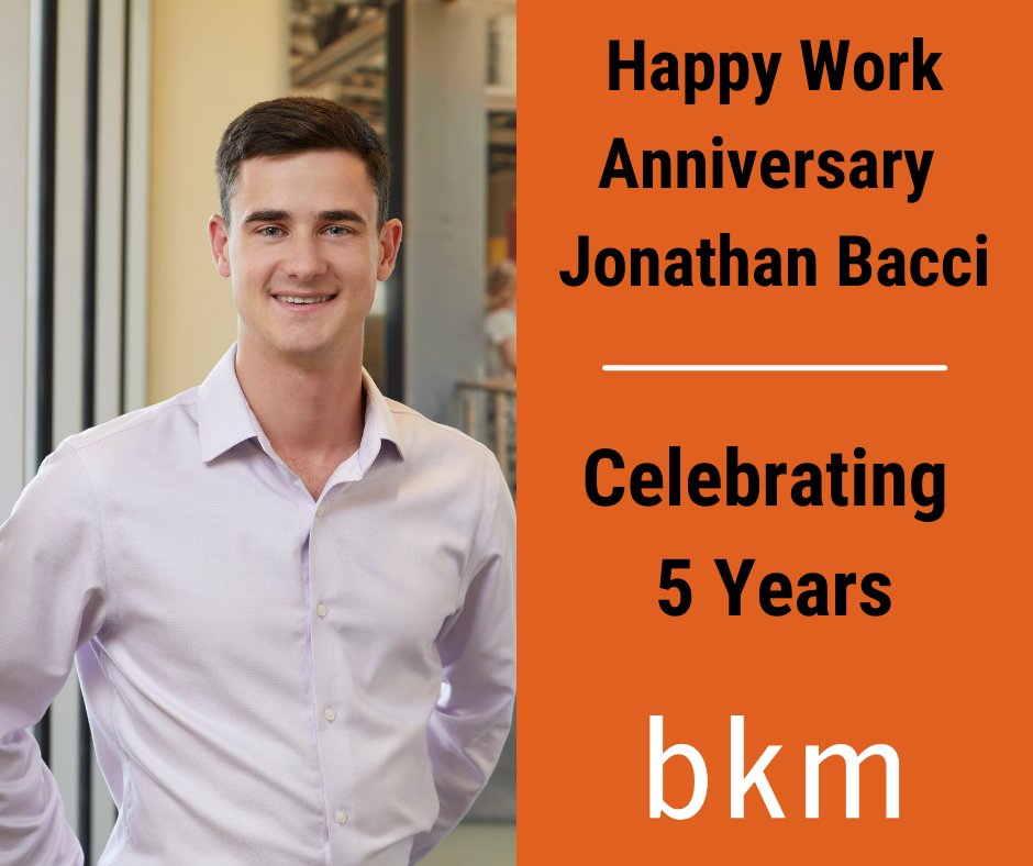 bkm_engineers's tweet photo. Congratulations to Jon Bacci on celebrating 5 years with us at BKM! Happy Work Anniversary, Jon! https://t.co/ueMJ3hFeq3
