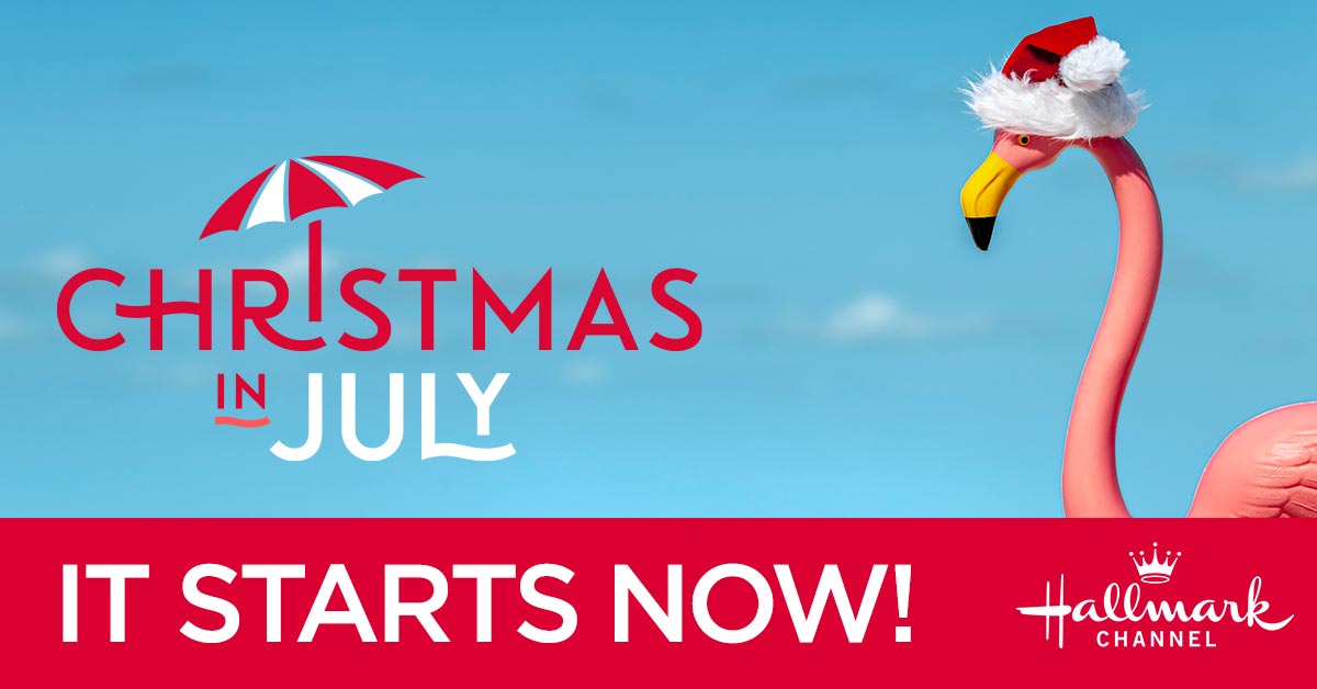 hallmarkchannel's tweet photo. Celebrations are in order, #Hallmarkies! #ChristmasInJuly officially starts NOW on @HallmarkChannel. Let us know in the replies what Christmas favorite you're most looking forward to &amp; don't forget to tune in for the all new #CrashingThroughTheSnow TOMORROW at 9/8c. 🎁 https://t.co/D2MMjsNjQj