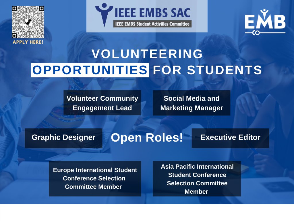 IEEEembs's tweet photo. Start #volunteering and become a part of the IEEE Engineering in Medicine and Biology Society Student Activities Committee today. Volunteer today! https://t.co/WqSZVjwwZp
#embssac #embsstudents #embsvolunteer #embsfamily #embsopportunity #IEEESAC https://t.co/Z0WcXqZXZ9