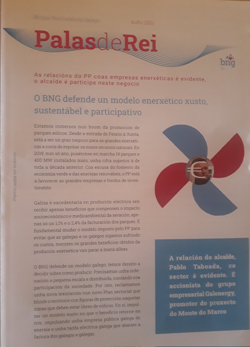 BNGPalas's tweet photo. Xa está na rúa o noso boletín! Se aínda non o vistes, aquí o tedes.👇 #palasderei #TarifaEléctricaGalega #EólicaAsíNon #GalizaLabrega #bngpalas https://t.co/t6xmx9iQdR