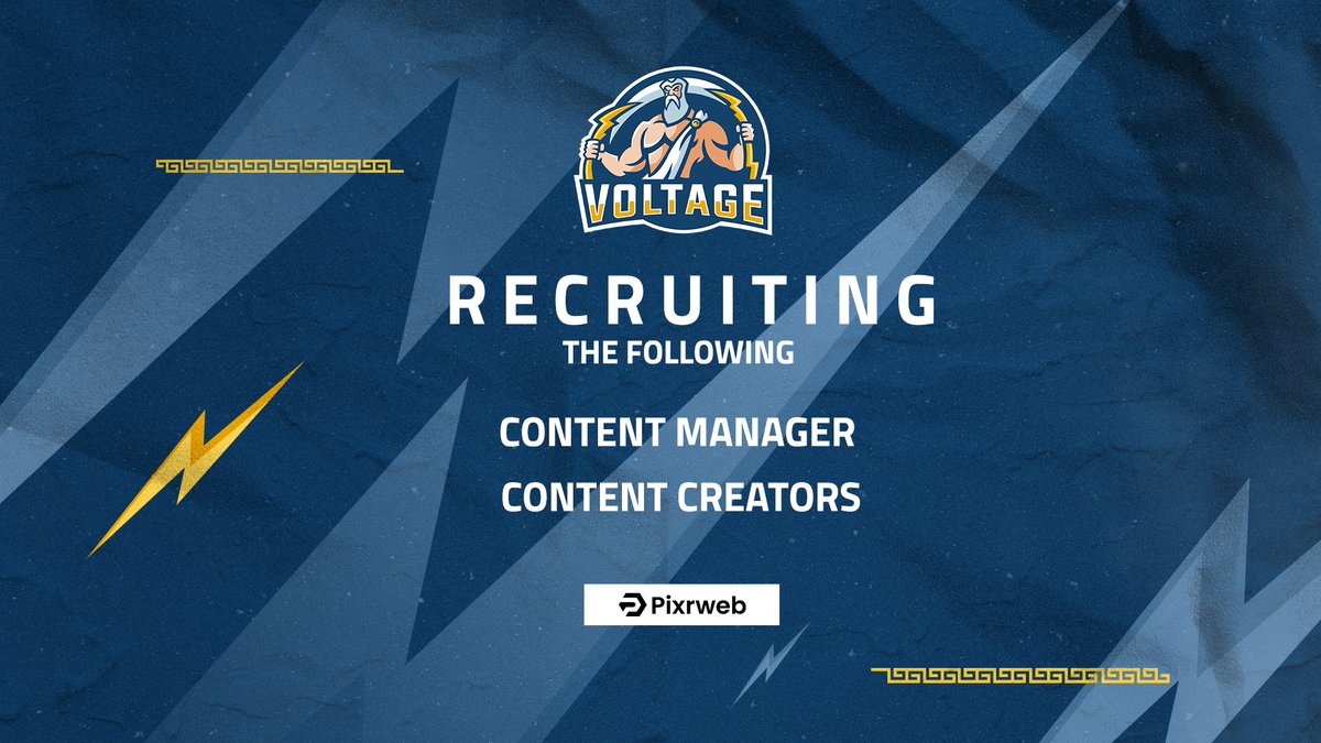 TeamVoltageESC's tweet photo. Looking for passionate and driven content creators and a content manager. Get in touch to grow your career! https://t.co/BnMm2nWHEs