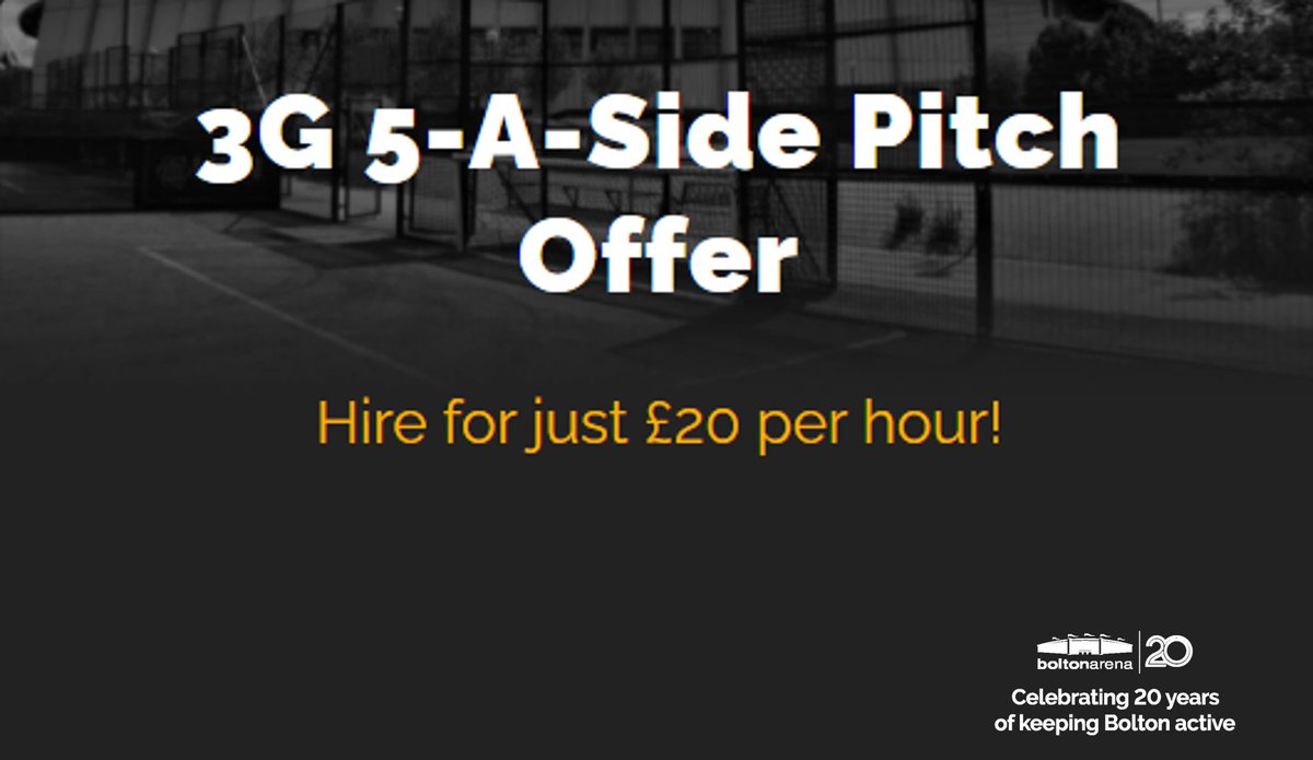 ArenaFootball_'s tweet photo. EURO 2020 SPECIAL OFFER:
Get one last match in before Football comes home, and hire a 5-A-Side pitch this Sunday morning for just £20, saving you over 50%!
Bookings available from 09:00 - 13:00. T&Cs apply.
Contact 01204 488100 to book your pitch.
#ItsComingHome 🦁🦁🦁#BA20 https://t.co/NJcSCPmyM8