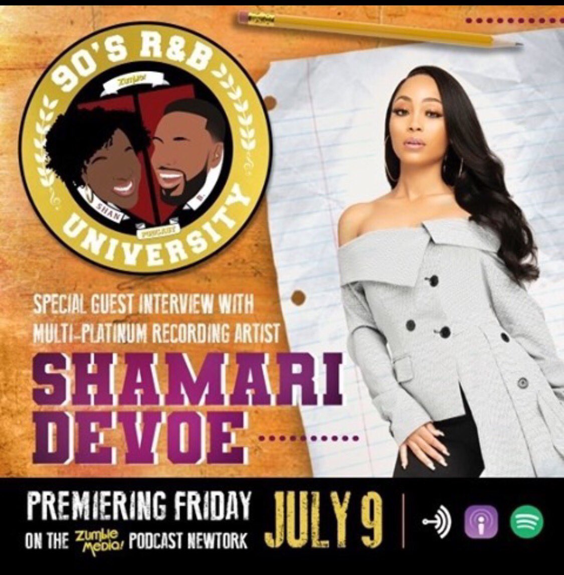 zumblemedia's tweet image. Oh we do podcast too! 😎 Check out the interview with the talented @ShamariDeVoe of the 90s group Blaque &amp;amp; star of #BETPresentsTheEncore.

Follow @zumblemedia for all the #90s vibes.
Zumblemedia.com