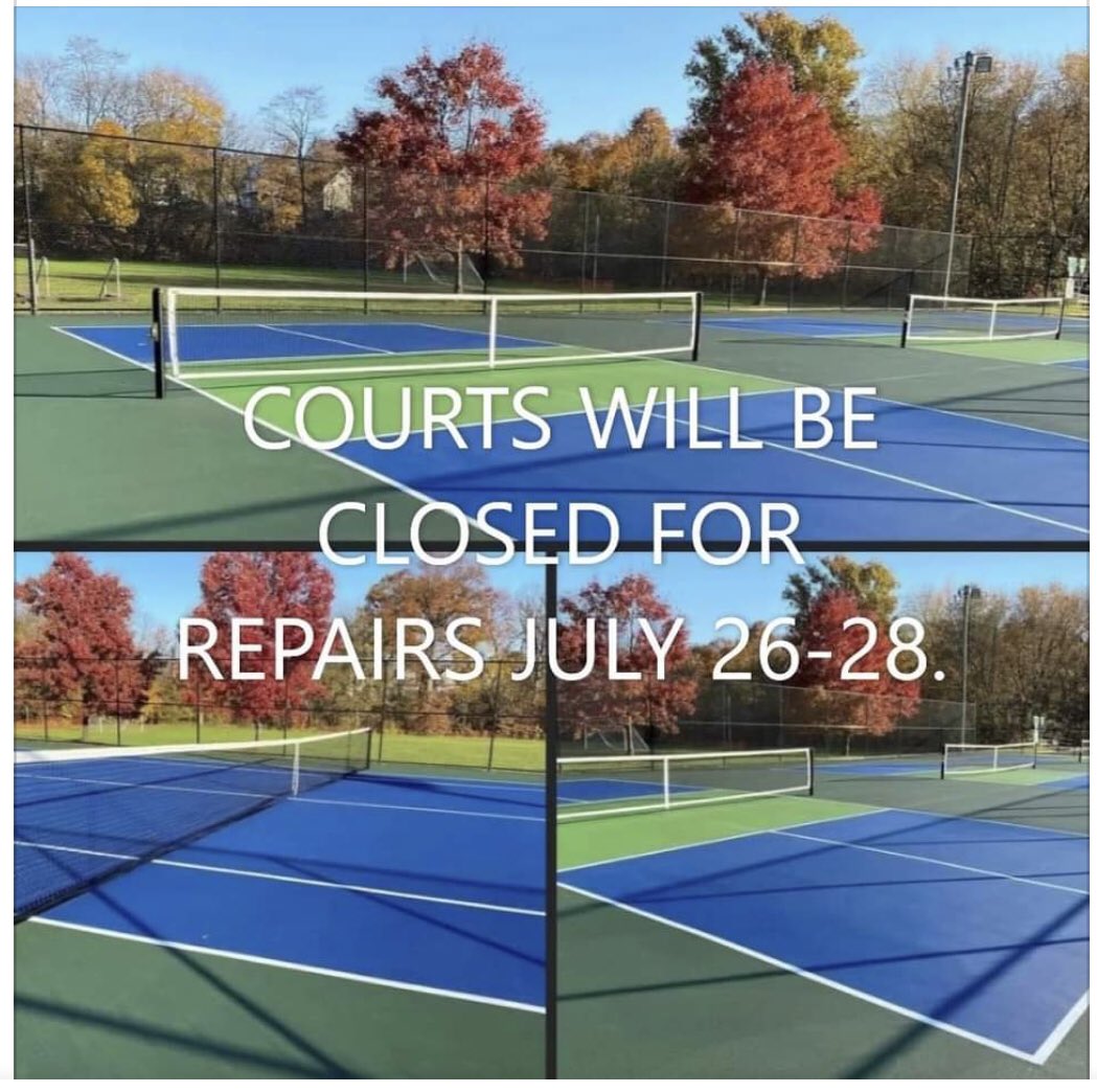 NOTICE: Please be advised that the courts at Firehouse Field will be closed later this month for repairs.