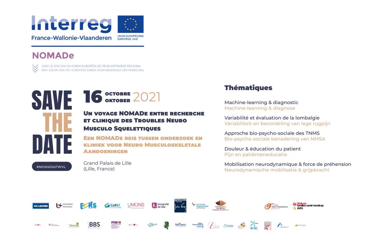 AngelineNovaRI's tweet photo. ⏱️ SAVE THE DATE! 📆Prochain RdV @InterregFWVL #NOMADe le 16 octobre 2021 @medecine_Ulille @univ_lille @HELHa #CeREF @SOFMERofficiel https://t.co/SBqSn3jcQq
