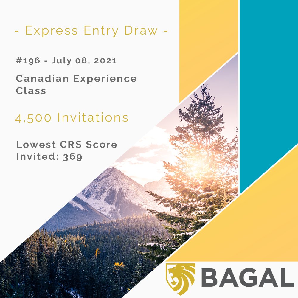 BagalCan's tweet photo. Express Entry 196 - Canadian Experience Class
4,500 invited!

We'll help you come to Canada, contact us today!
Email: consulting@bagal.ca
Website: https://t.co/ubuEDn2oX2
Phone: (416) 639 2655

#expressentry #immigration #heretohelp #canada #ontario #International https://t.co/HuPKFTBHTb