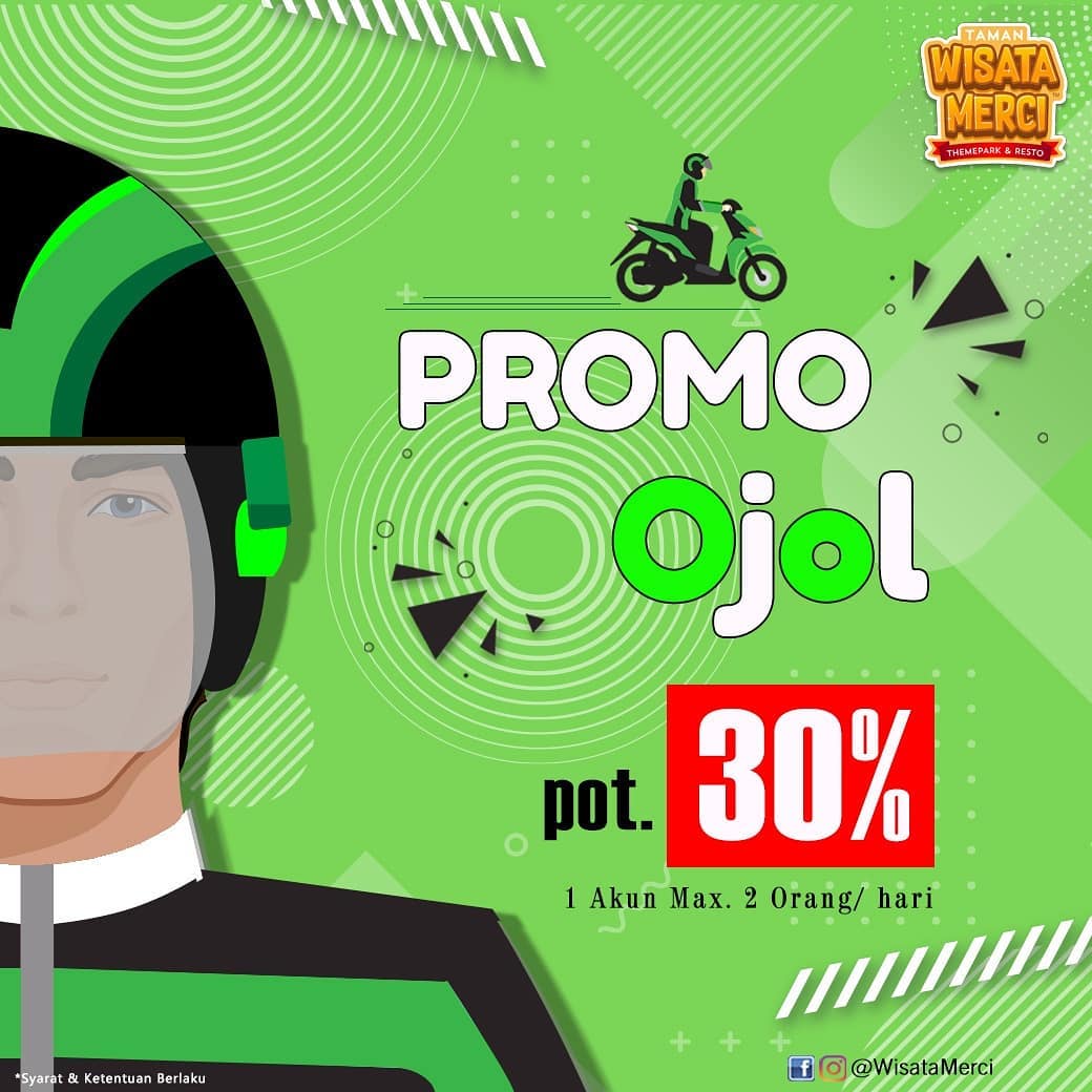PROMO OJOL...!!!
Khusus kamu para Ojol dan driver taksi online, kini bisa menikmati liburan di @wisatamerci dengan potongan 30% PERTIKET nya lho!

Jangan lupa selalu jalankan 4M ya.

Jln. Karya jaya, Medan Johor - Komp. Medan Resort City
Info tiket : 0852 7722 0007