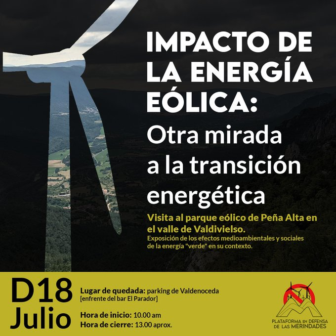MesaEolica's tweet photo. ¡¡Las Merindades se moviliza!! para decir #AsiNo 

💁💁‍♂️ Mesas informativas.
🏞️Visitas para ver impactos.

👩‍💻👨‍💻 Infórmate
♻️ Contacta
🤸‍♀️🤸 Actúa

¡¡NOS SOBRAN MOTIVOS!!
¡¡NOS SOBRAN MOLINOS!! https://t.co/2ljw1PGo1e