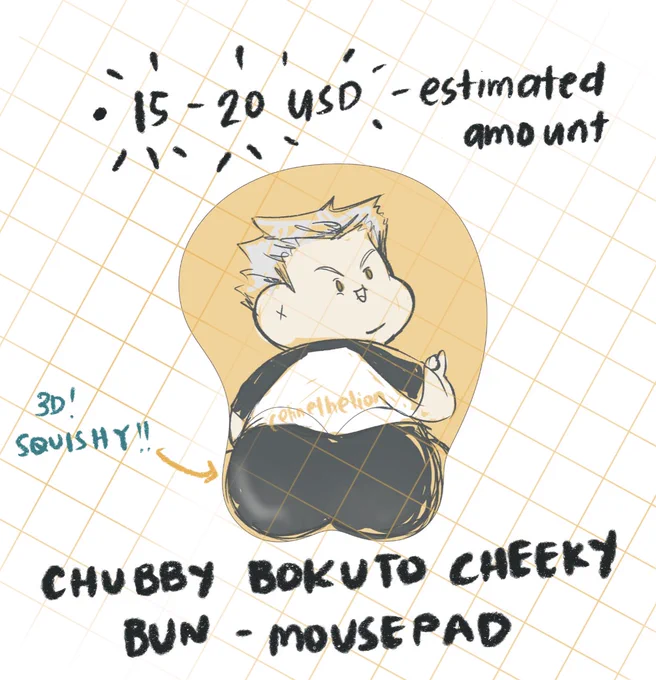 Chubby Bokuto Squishy Butt mousepad! Haha (estimated price 15-20 usd) 