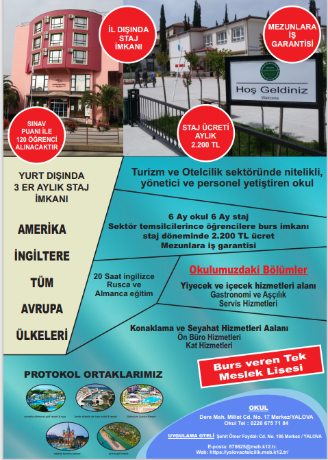 LisesiSaban's tweet photo. Şaban Temuge Mesleki ve Teknik Anadolu Lisesi Geleceğin Turizmcilerini Bekliyor. @ziyaselcuk @YalovaMem @MehmetNuriErsoy @MeslegimHayatim @tcmeb @Ismetpasamp @PiyalepasaO @YalovaHan @yalovasafran @termalortaokulu @ https://t.co/Vwfz0e6Yki