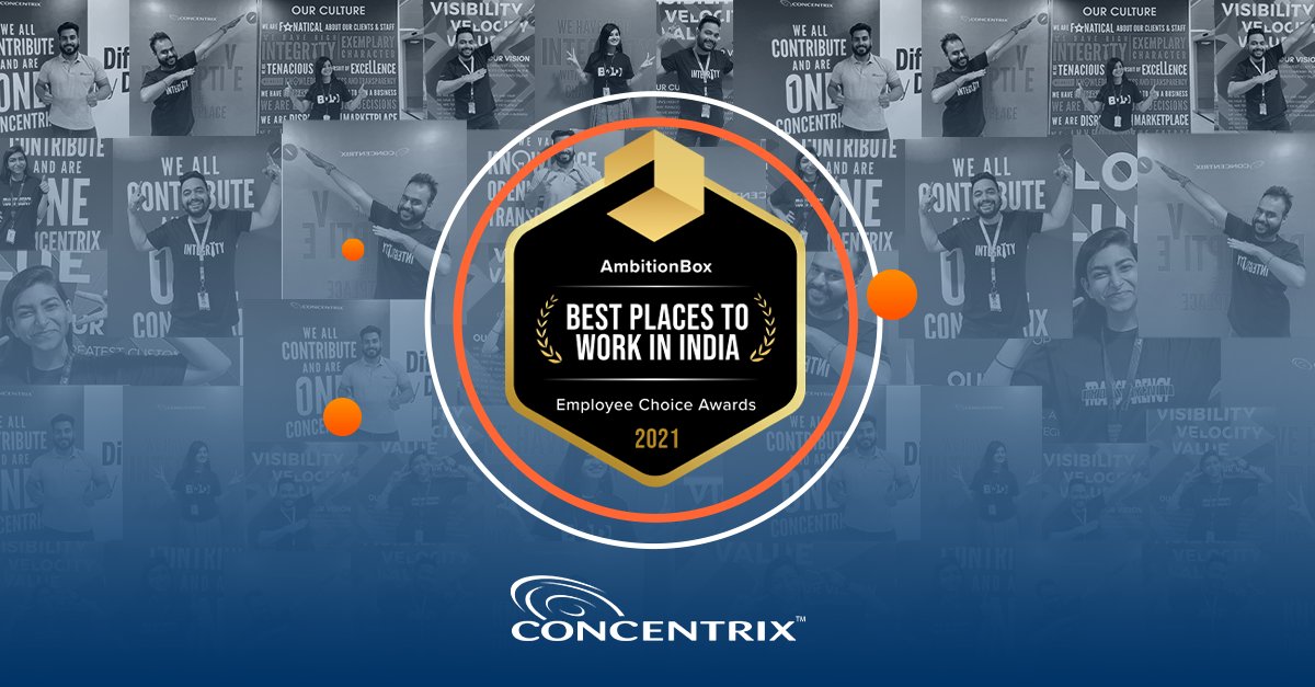 Concentrix's tweet photo. We are so humbled! #Concentrix ranked Top 5 in the ‘Best Mega Companies To Work In 2021’ award category by AmbitionBox in India. Thanks to our amazing staff who ranked us above many phenomenal companies. 🏆🥳🙌🎉 https://t.co/bLyrOPJXOb 

#ambitionbox2021bptw https://t.co/gOKr12OAjf
