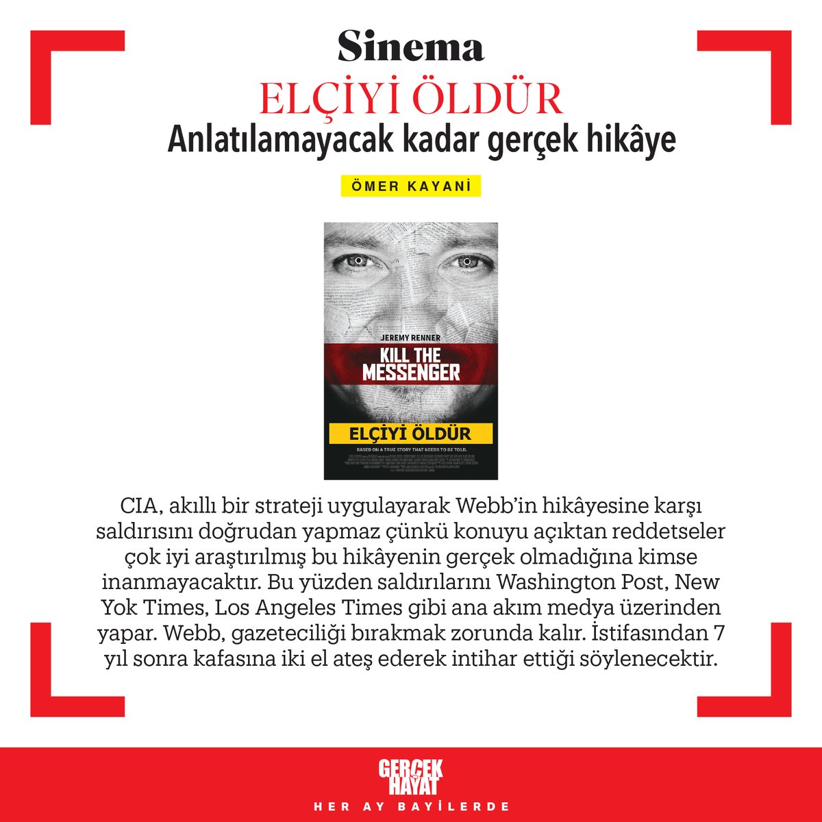 📽️Gerçek Hayat'ın 1069. sayısının Sinema köşesinde: 'Elçiyi öldür' Anlatılmayacak kadar gerçek hikaye

Ömer Kayani @StHaberAnaliz hazırladı.

#Sinema #KillTheMessenger #ElçiyiÖldür