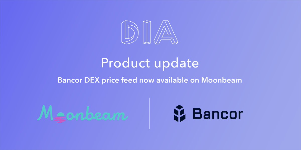 ⚙️ DIA Product Update

<a href="/Bancor/">Bancor</a> DEX price feed is available on <a href="/MoonbeamNetwork/">Moonbeam</a> via DIA oracle.

→ Documentation: docs.diadata.org/documentation/…

→ Oracle explorer: …e-blockscout.testnet.moonbeam.network/address/0x5425…