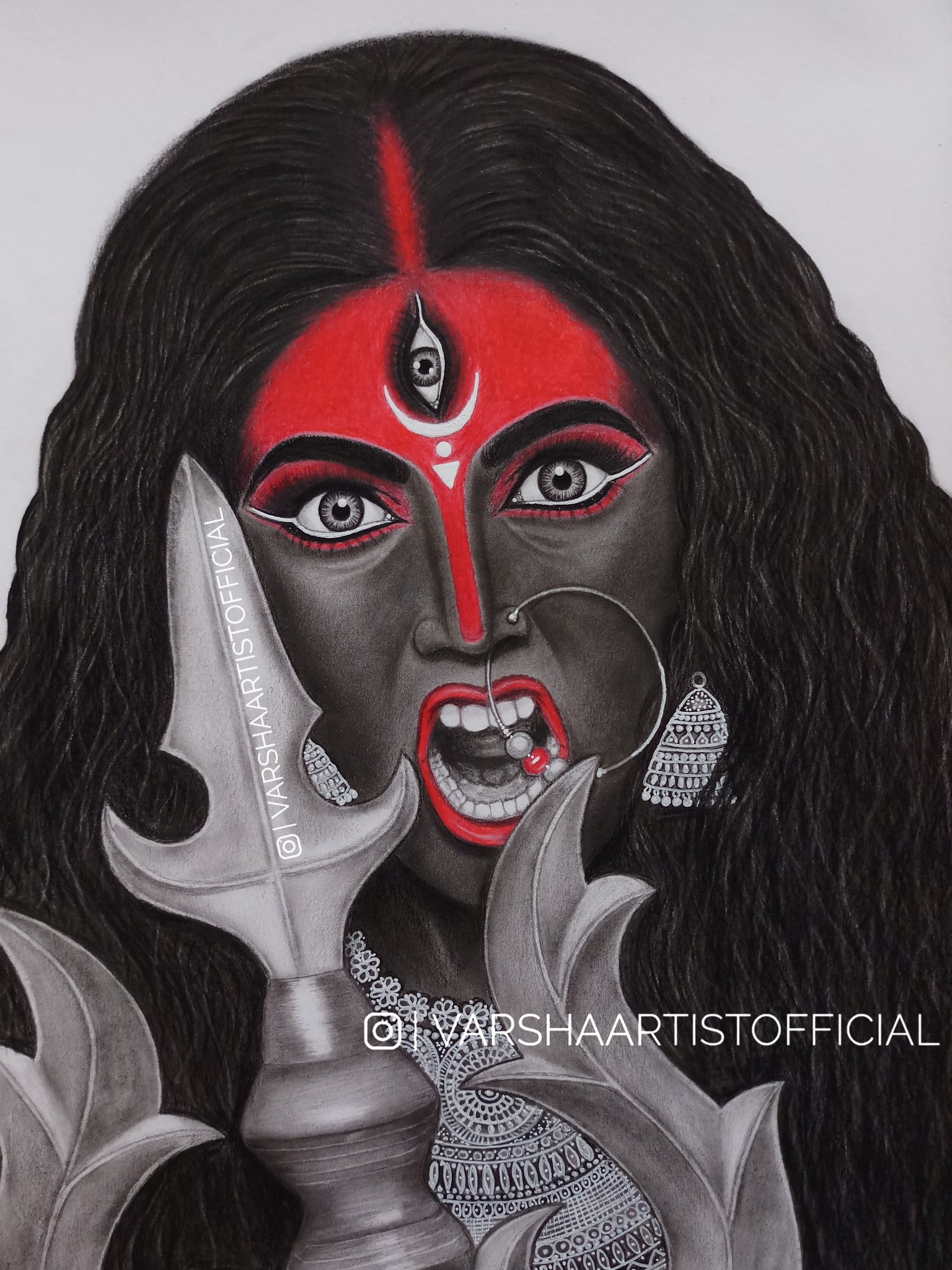 Maa kali face drawing # Maa kali drawing # Drawing tutorial # Happy Diwali  2020 ❤ - YouTube