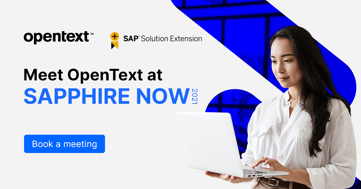 Even if you missed us at #SAPPHIRENOW, we’d still love to meet you! Schedule a FREE meeting with OpenText today to learn how to manage your #information more intelligently, whether in the #cloud or on prem. bit.ly/3f0kzKE
