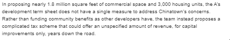 In constantly experiencing shock at the sociopathic behavior of Dave Kaval, we often forget the A's plan is half-baked and doesn't consider impacts on local communities, also a failure of the DEIR.