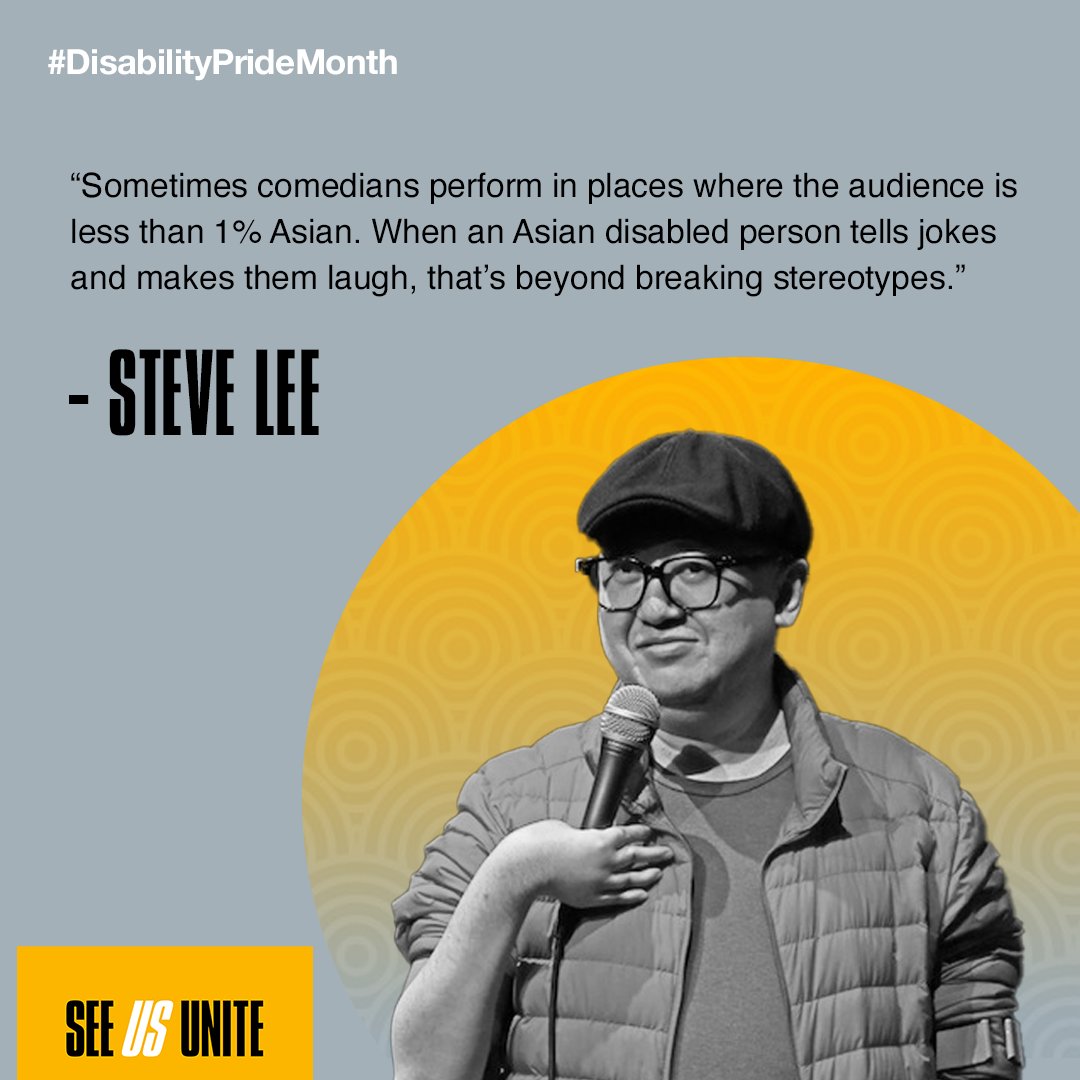 #DisabilityPrideMonth is about revealing the many identities of people living with disabilities. It's about breaking stereotypes and showing the world people with disabilities are people just the same. 

Now, go follow <a href="/SteveLeeComedy/">Steve Lee 李世扶</a> if you want some serious laughs. 🎤