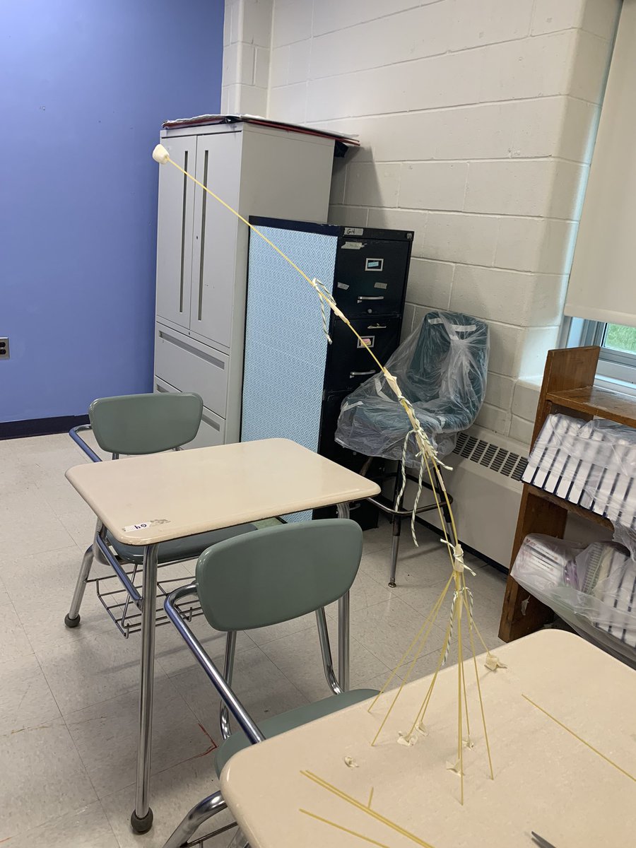 TeachTechSassy's tweet photo. #Steamchallenge @mansd_nh @21stCenturyTch @SouthsideMidSch summer camp at its finest! Marshmallow spaghetti challenge. https://t.co/fdWBhZqtvz