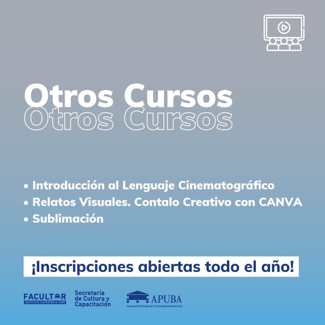 Facultar's tweet photo. ¡Conocé nuestro cursos virtuales💻 del diversas áreas!
🚀¡Podés hacerlos a tu ritmo!🚀
📌 Las inscripciones están abiertas en: https://t.co/JXkXDRMNGy 
¡Aprovechá este año para capacitarte con Facultar desde casa! https://t.co/r74r9iEp3k
