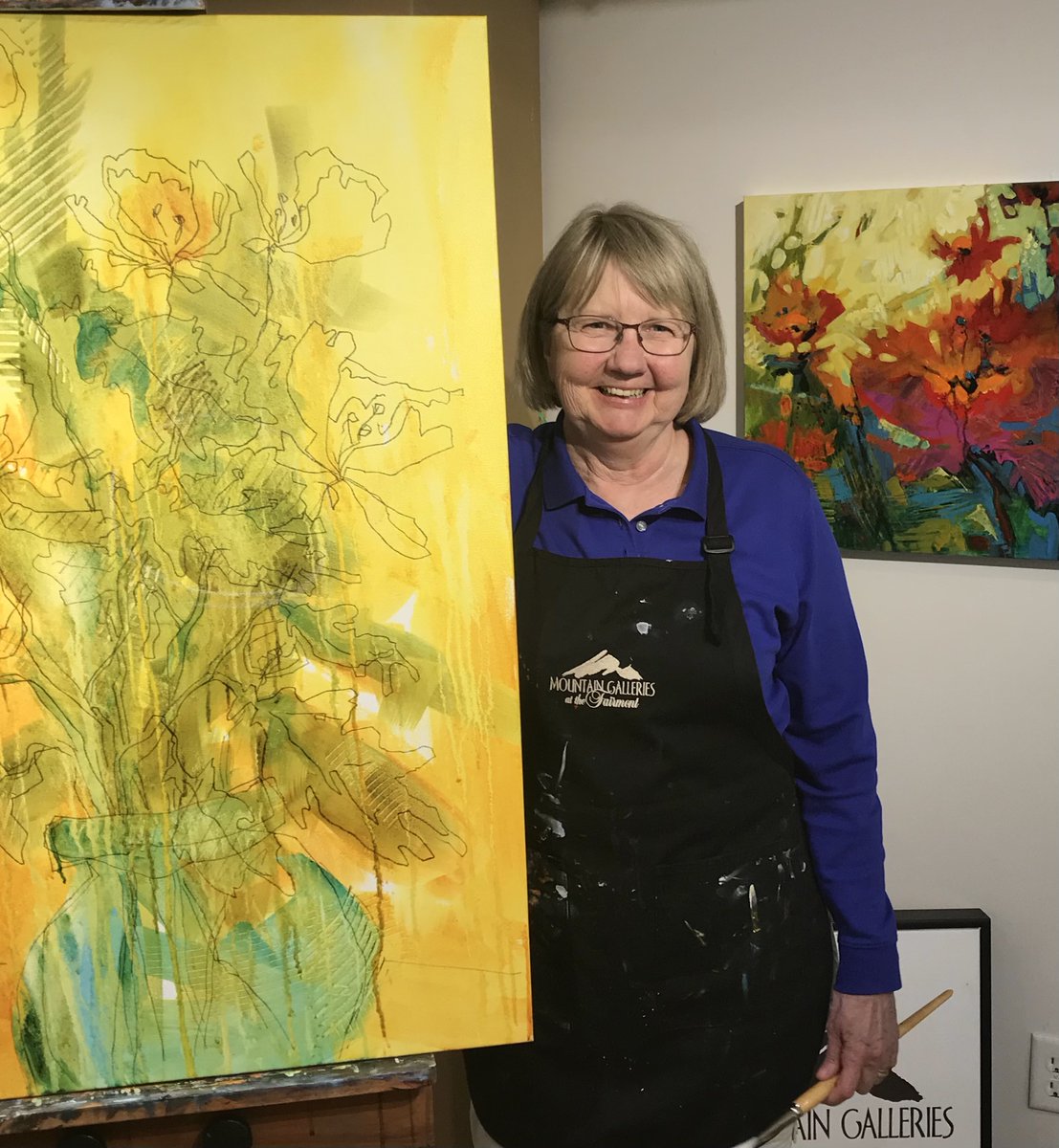 MntGalleries's tweet photo. Catch Gail Johnson hard at work in the Art Room at the Fairmont Banff Springs through Monday. Her new series is vibrant and full of energy - just like this talented Mountain Galleries artist!
#CanadianArt #artistinresidence #travelAlberta #mybanff #banffsprings https://t.co/XC8xcVhQPv