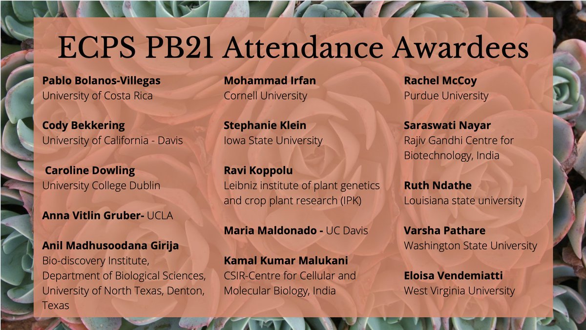Congratulations to our first ECPS PB21 Attendance Awardees! 
This year we are able to give out multiple #PB21 attendance awards to ECPS Members. We want more early careers represented <a href="/ASPB/">ASPB</a> events and we will create more initiatives to do so!  #WeAreECPS #ECRlife