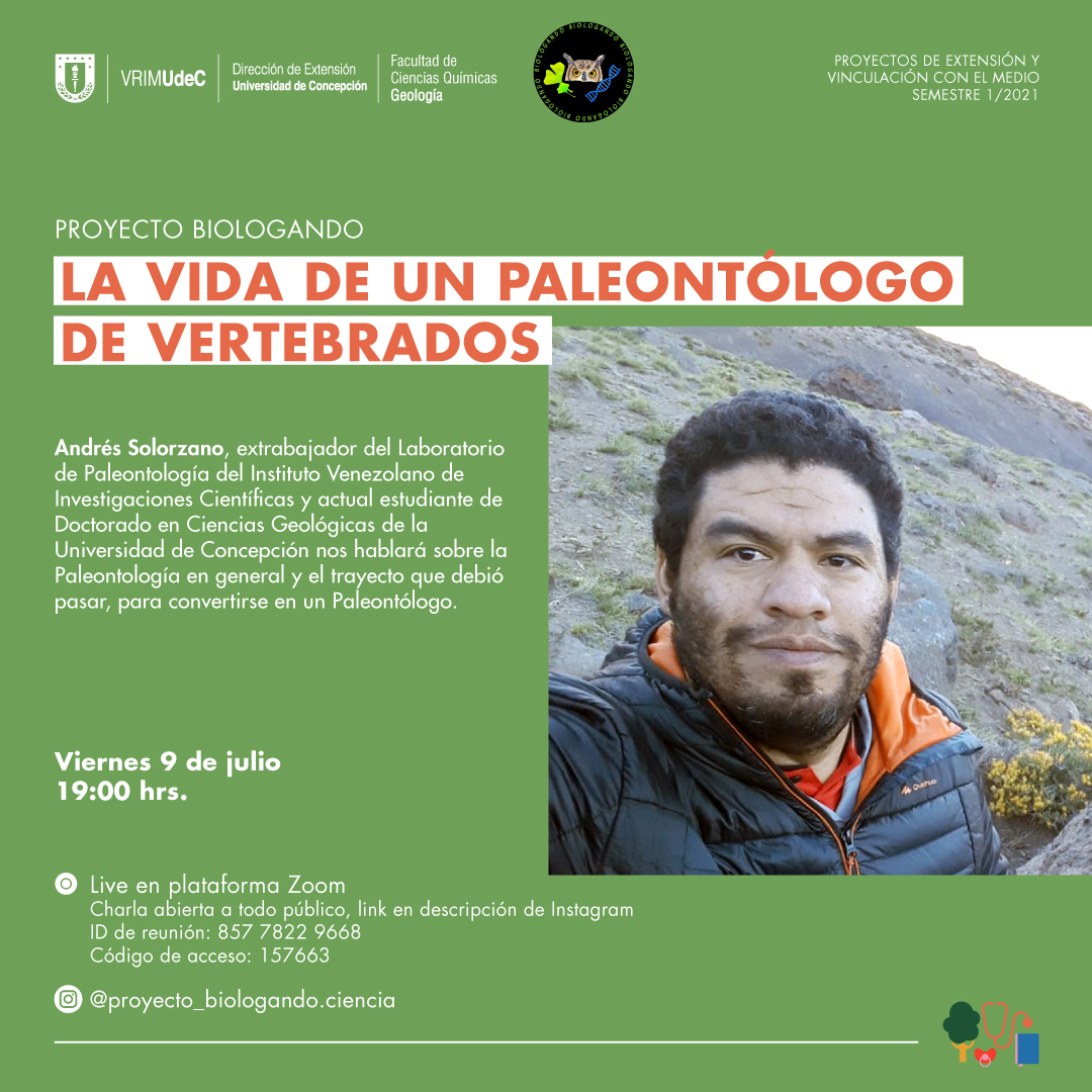 PinacotecaUdeC's tweet image. #ProyectosDeExtension: Hoy a las 19 horas se realizará la charla &quot;La vida de un paleontólogo de vertebrados&quot;, dictada por Andréz Solorzano, ex trabajador del Laboratorio de Paleontología del Instituto Venezolano de Investigaciones Científicas.