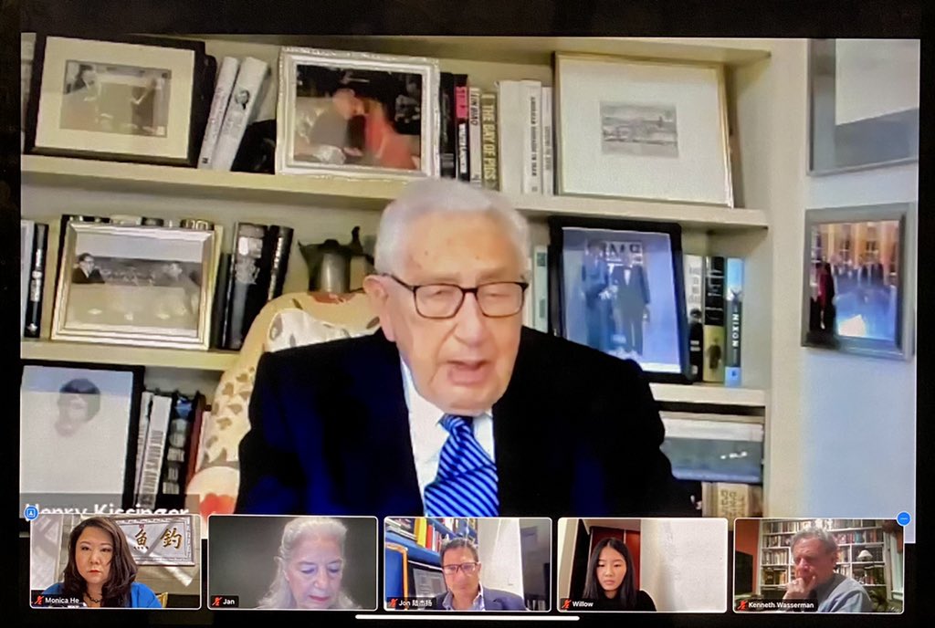 ChinaBiotech's tweet photo. Commemorating the 50th anniversary of Henry Kissinger’s secret trip to #China. Happy to join event hosted by @NCUSCR with Dr Kissinger &amp; China VP Wang Qishan virtually at DiaoYuTai. https://t.co/rarbD2UPn7