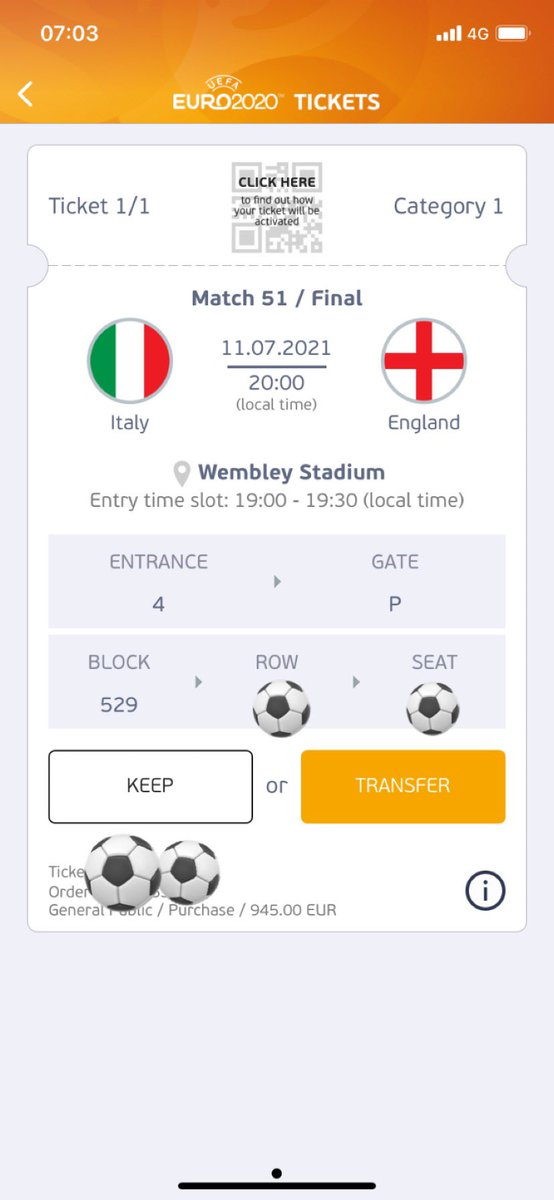 FOR SALE 1 CATEGORY 1 TICKET EURO 2020 FINAL #eng   #ita  
SERIOUS BUYERS DM #Englandtickets  #euro2020tickets #bbceuro2020 #finalticket #spareticket #Euros #wembley
