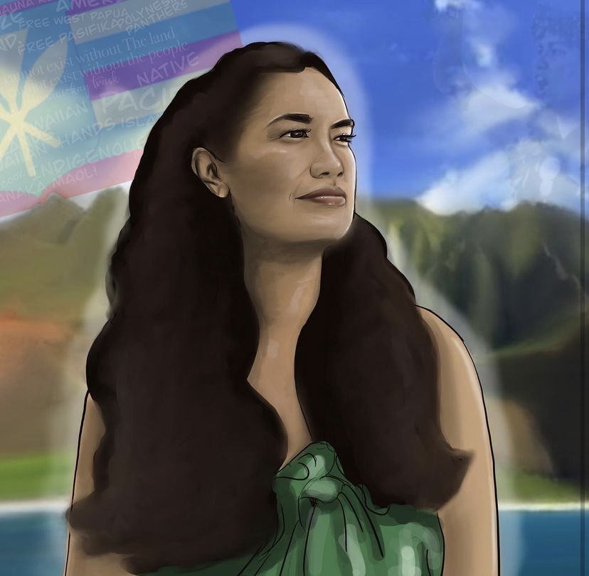 NepePere's tweet photo. Felt inspired to draw a fearless Hawaiian wahine who spoke her mind. Inspiration to all of Pasifika. Decolonize your mind whanau. 
Rest in power Haunani Kay Trask✊🏽
#nativehawaiian #haunanikaytrask #manawahine  #polynesian #pasifika #decolonizethemind #kanakamaoli #maoriartist https://t.co/VYLgkGaj13