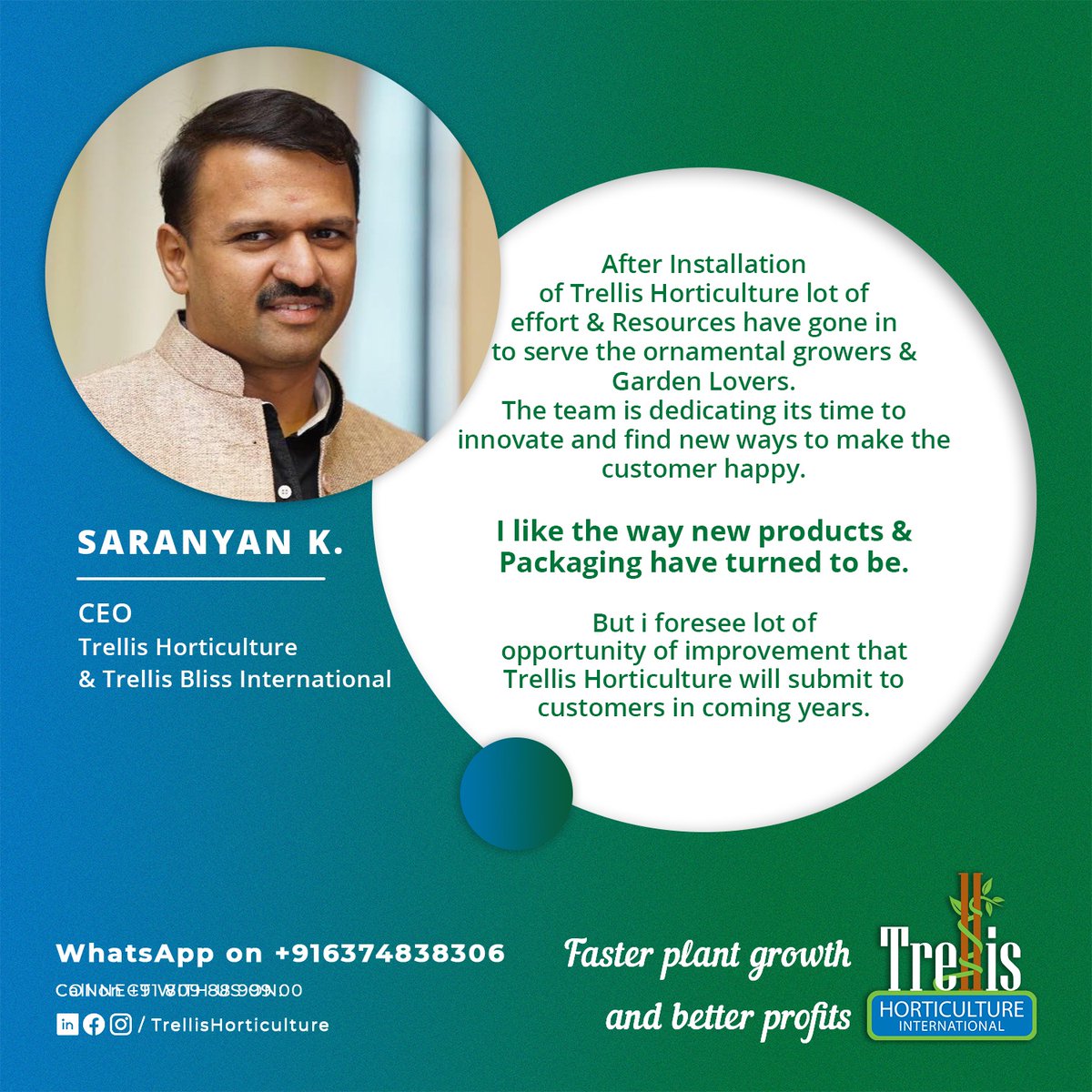 Trelliscoco's tweet image. Our Director, Mr. Saranyan K sharing his experience and thoughts on his journey through the #HorticultureIndustry. 
What are your thoughts on the same?

#trellishorticulture #horticulture #agriculture #agricultural #farming #farmers #farmequipments #coco #cocopeat #cococoir
