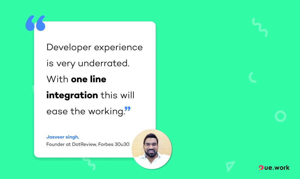 duedotwork's tweet photo. Some Friday Motivation 🧨🔥🔥

"Developer experience is very underrated. With one line integration this will ease the working". https://t.co/Gi6gxib4r0