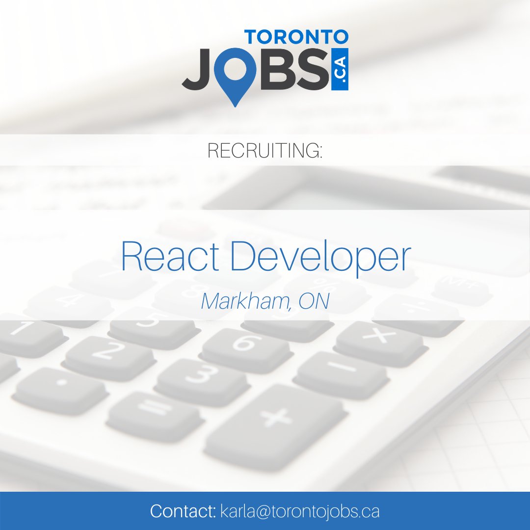 TOTechCareers's tweet photo. #JobAlert | https://t.co/8ON1LGW9q8 has partnered with an online start-up in Markham in their search for a React Developer to work on their front end application.
To learn more about this opportunity click here https://t.co/YYQduvMHq9
#hiring #developer #torontojobs #totech https://t.co/2sMoKR1ee2
