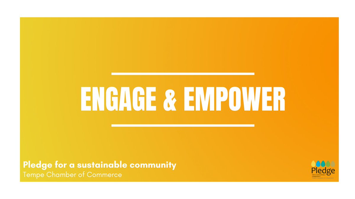 TempePledge's tweet photo. One of the first steps in getting started on your businesses’ sustainability journey is to engage and empower your employees. #TempeChamber #TempePledgeGreen https://t.co/YfJiT0UZIc https://t.co/RsOkSXURvA