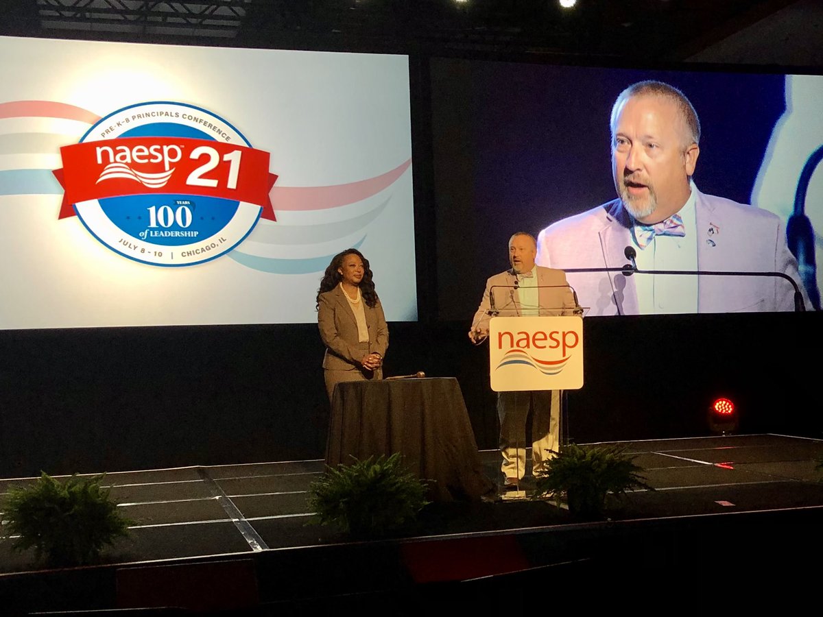 NAESP's tweet photo. Outgoing @NAESP president @k2blewis reflects on her year as president. “We are challenged to do better and be better, to make bold moves to ensure equitable schools for people of color, those in poverty or who have been mistreated, disenfranchised, and looked down upon.” #NAESP21 https://t.co/AdBbV0rwR4