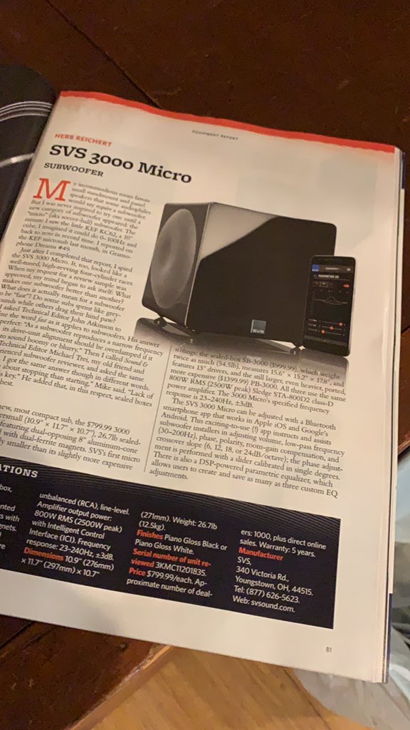 3000 Micro subwoofer earns high praise for low frequencies in latest <a href="/stereophile/">Stereophile</a>. “Music had more air, space, reverb trails, timbre, nuance, and, emotion…Highly Recommended!”