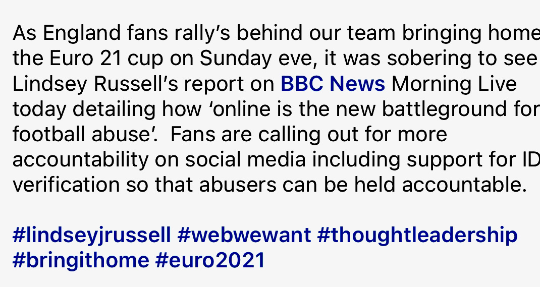 RhondaAlexander's tweet photo. Proud to be part of @FluttrDating and @ethical_social
  - leading the way in ID verification for all social media. Redressing the balance through accountability and unnerving the perpetrators of abuse. #webwewant  @webfoundation  @Linds_bluepeter @EnglandFootball @BBCNews https://t.co/FpiHO3zWi2
