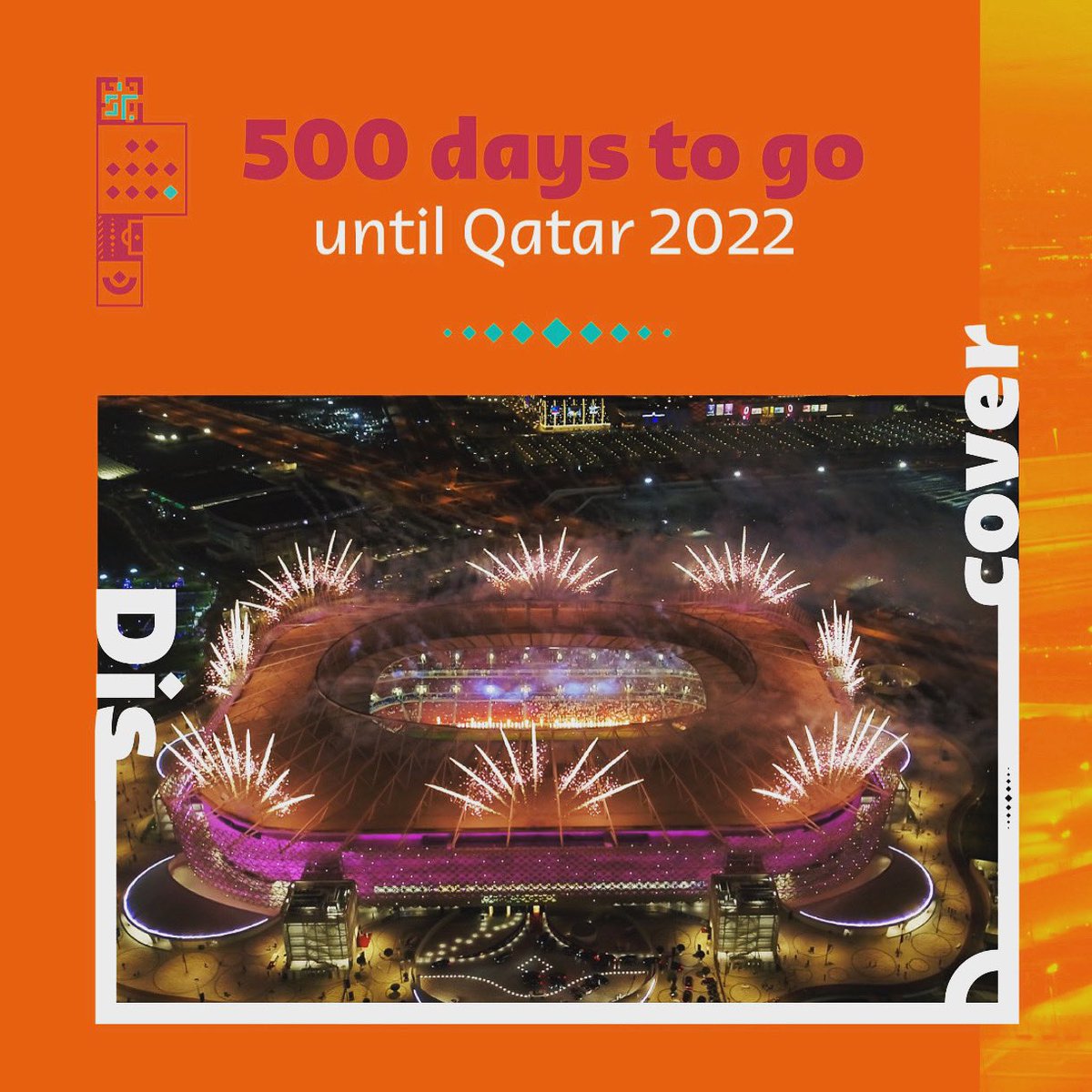 ٥٠٠ يوم تفصلنا عن انطلاقة اكبر حدث كروي في العالم.  كأس العالم قطر ٢٠٢٢ 🇶🇦🇶🇦🇶🇦🏆🏆🏆

#قطر٢٠٢٢
#قطر_٢٠٢٢
500 days to go for the kick-off of the FIFA World Cup Qatar 2022 qatar 🇶🇦🇶🇦🇶🇦🏆🏆🏆
#Qatar2022