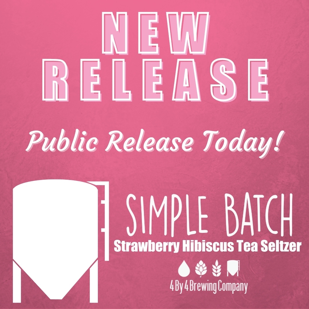 4by4Galloway's tweet photo. NEW RELEASE TODAY!!

Simple Batch Seltzer Base w/Strawberry Hibiscus steeped in it! We got this awesome tea from a Springfield, MO company called Blend For That.

#newrelease #newseltzer #teaseries #blendforthat #supportlocal #springfieldmo #4by4brewingco https://t.co/esu9hkgIa0