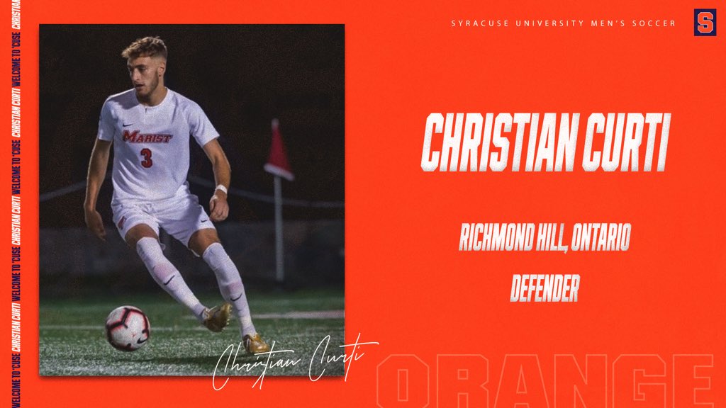 CuseMSOC's tweet photo. Moving closer to home! 🇨🇦

Welcome to Syracuse University Christian.

#DaretoDream 🍊⚽️ https://t.co/z2skAfN9r5