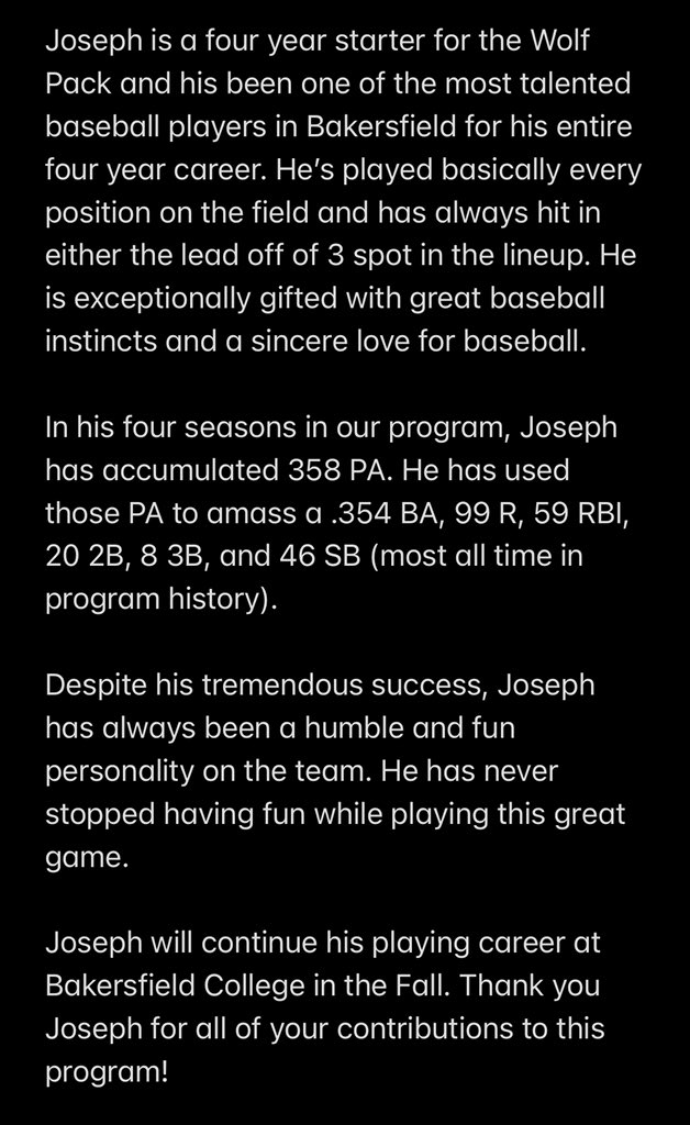 Rhspackbaseball's tweet photo. The Ridgeview Wolf Pack Baseball would like to thank State Champion and 2021 Graduate UTIL/RHP Joseph Alatorre! https://t.co/5KuL4NeB9a