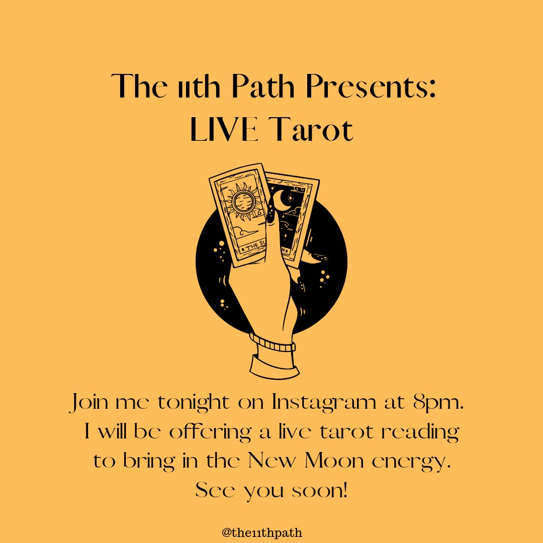 the11thpath's tweet photo. Come one come all, I will be reading tarot LIVE tonight at 8pm on Instagram @the11thpath Come get some intuitive guidance on how to align oneself with the energies of the New Moon in Cancer. 
See you soon 😊🧐😆
#the11thpath #muvaastrologer #astrologicallifecoach #tarotreading https://t.co/2pki3ELMUV