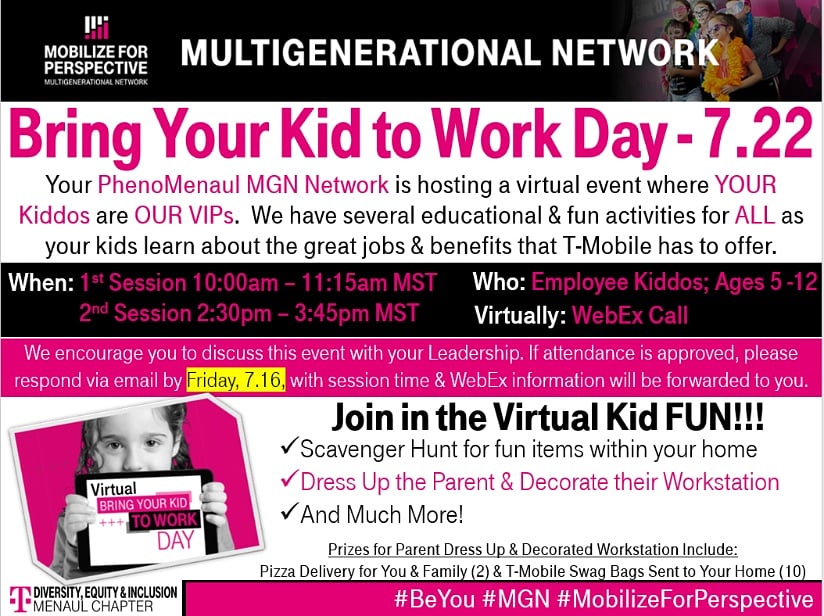 team505menaul's tweet image. It's always a great day when you bring your kid to work! Team PhenoMenaul, sign up for the fun! 😃

#MGN #MobilizeForPerspective #BeYou #SomosMagenta