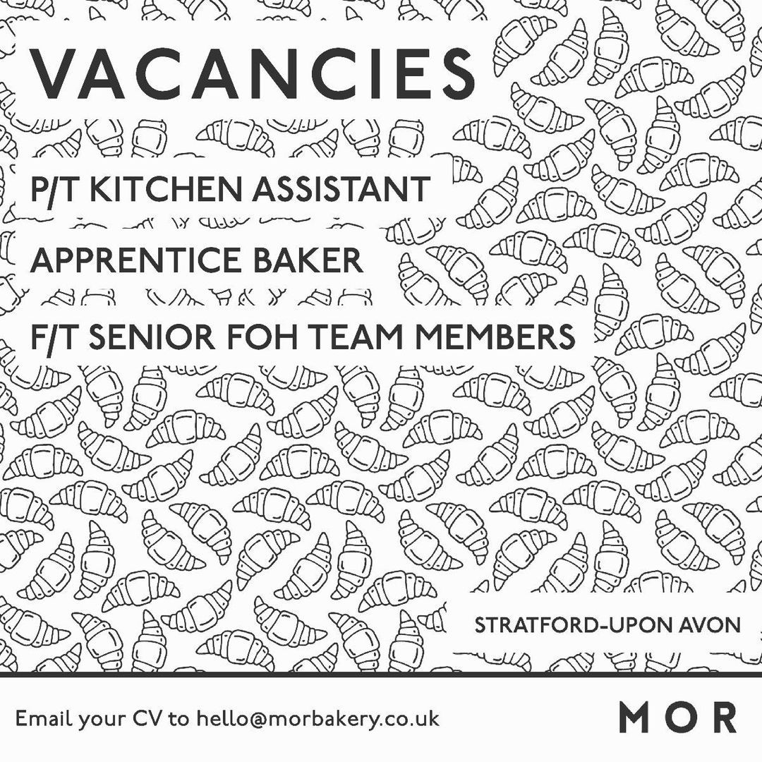 Independent Sourdough Bakery + Kitchen, <a href="/mor_bakery/">MOR Bakery & Kitchen</a> have a number of vacancies at their Stratford bakery. Picture yourself here? Send your CVS to hello@morbakery.co.uk