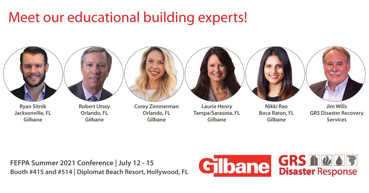 GilbaneSoEast's tweet photo. Meet our educational building experts next week at the 2021 FEFPA Summer Conference, July 12-15 in Hollywood, FL. Find us at booths #415 and #514! https://t.co/LSd9wRSRVt