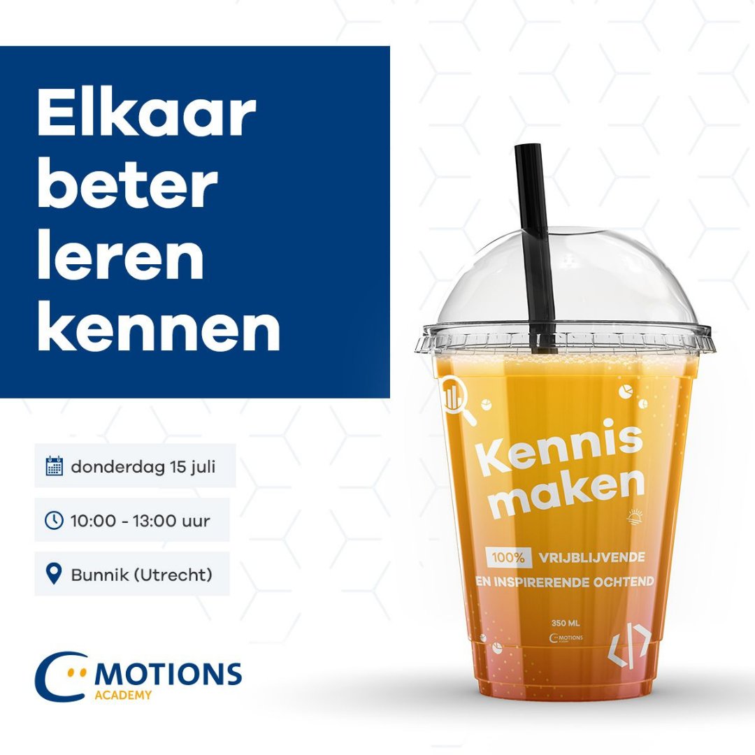 Cmotions's tweet image. Meer weten over ons #TalentProgram? Kom naar onze kennismakingsochtend op 15 juli, laat je inspireren en leer mede-geïnteresseerden kennen! Voor alle WO #YoungProfessionals met interesse in #dataanalytics. 

📧 recruitment@cmotions.nl
Er zijn nog enkele plekken beschikbaar!
