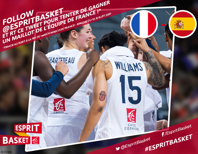 EspritBasket's tweet photo. #Jeu A l'occasion du double match France 🇫🇷 - 🇪🇸 Espagne de ce samedi, follow + RT pour tenter de gagner un maillot @FRABasketball 🇫🇷😀

#EspritBasket https://t.co/VwZfH2TLr9