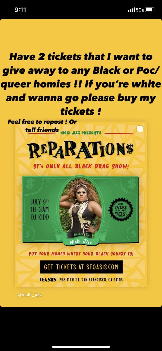 anchorbabyy's tweet photo. Trying to give away tickets to #SF only all black drag show !! At #oasissf 

#BayArea #sf #drag https://t.co/CkXE76zqS2