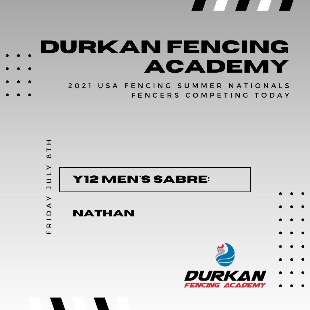 Happy Friday! It's Y12 Men's Sabre Today <a href="/USAFencing/">USA Fencing</a> Summer National Championship! fencingtimelive.com/tournaments/ev…