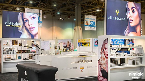 There's nothing subtle about this 20x20 Custom Island Exhibit. <a href="/NimlokChicago/">Nimlok Chicago</a> was thrilled to help <a href="/Elleebana/">Elleebana Beauty Ctr</a> highlight their products with custom display counters, display shelving &amp; lightbox graphics. #Stunning #tradeshows #branding #TGIF #displays